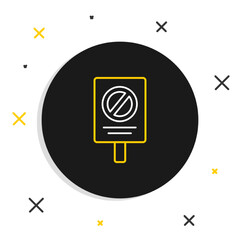 Line Protest icon isolated on white background. Meeting, protester, picket, speech, banner, protest placard, petition, leader, leaflet. Colorful outline concept. Vector