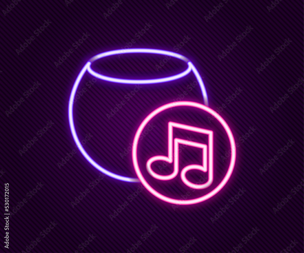 Poster glowing neon line voice assistant icon isolated on black background. voice control user interface sm