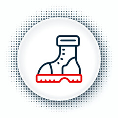 Line Waterproof rubber boot icon isolated on white background. Gumboots for rainy weather, fishing, gardening. Colorful outline concept. Vector