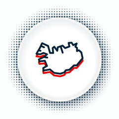 Line Map of Iceland icon isolated on white background. Colorful outline concept. Vector