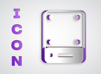 Paper cut Server, Data, Web Hosting icon isolated on grey background. Paper art style. Vector