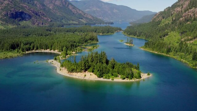 Aerial of beautiful british columbia lake on vancouver island