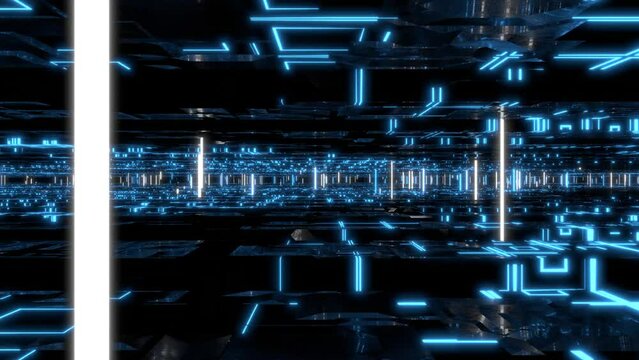 VJ トンネル 基地 未来都市 サイバー空間 青 [ループ対応] [別Verあり]