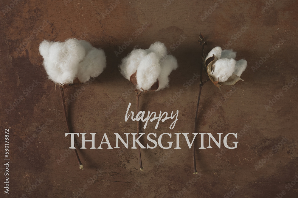 Sticker fall season holiday greeting with happy thanksgiving text on brown rustic texture background.