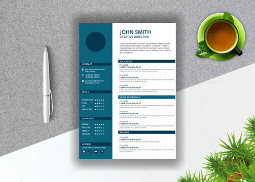Modern simple resume or cv template for curriculum