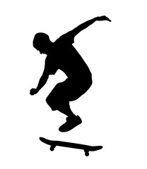 Fototapeta na wymiar silhouette of a skateboarder jumping