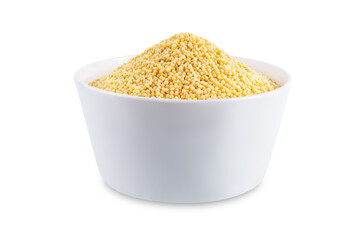 Dried millet porridge on a white isolated background