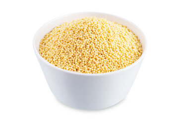 Dried millet porridge on a white isolated background