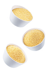 Dried millet porridge on a white isolated background