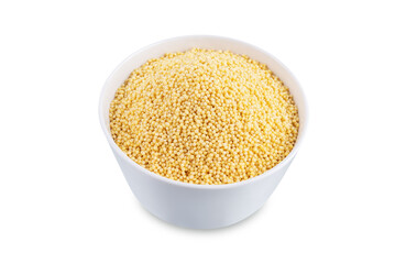 Dried millet porridge on a white isolated background