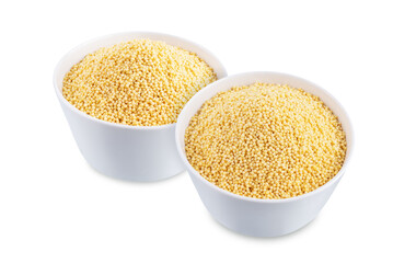 Dried millet porridge on a white isolated background
