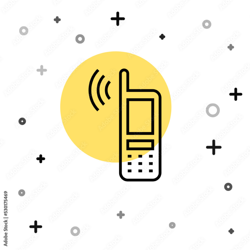 Poster black line smartphone with free wi-fi wireless connection icon isolated on white background. wireles
