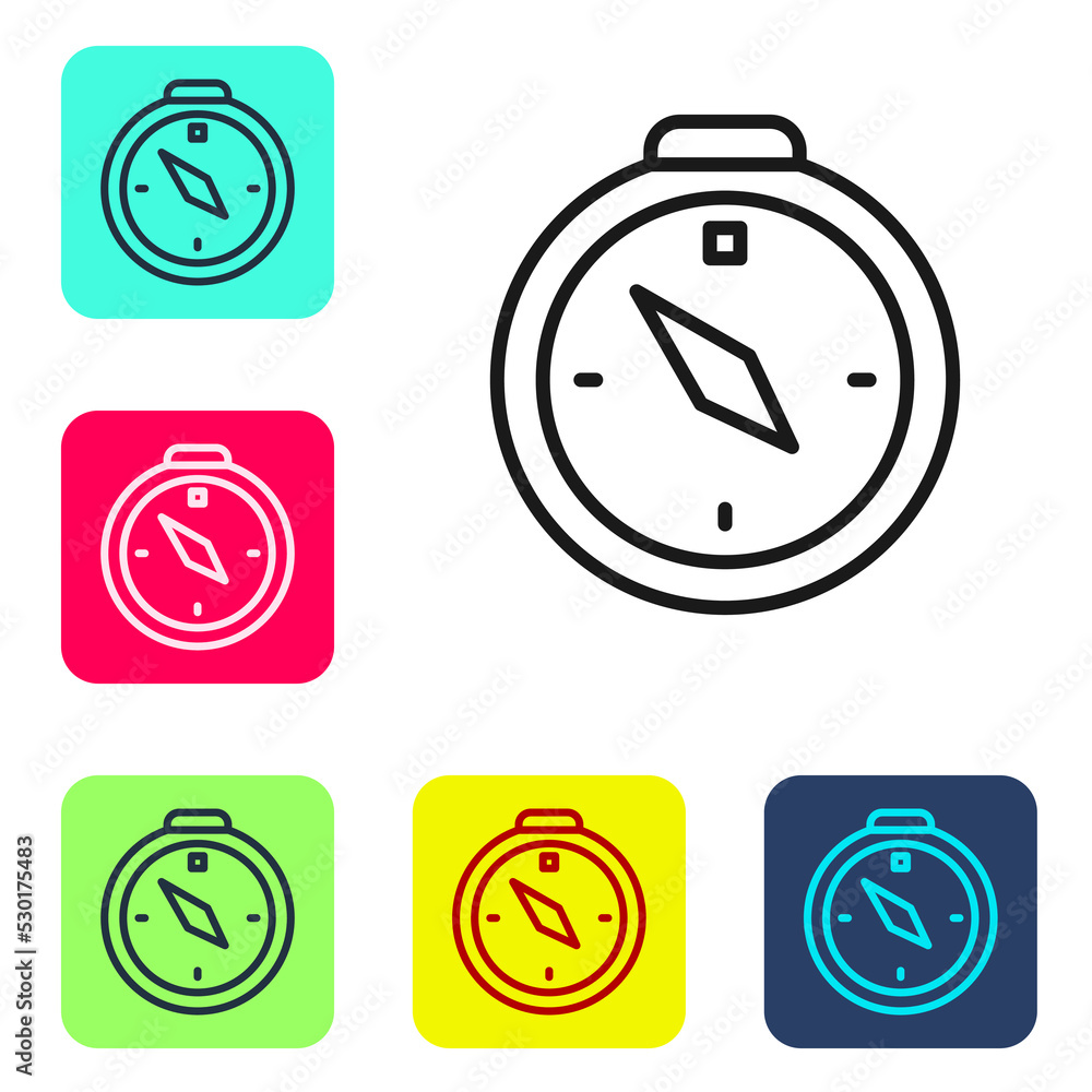 Poster black line compass icon isolated on white background. windrose navigation symbol. wind rose sign. se