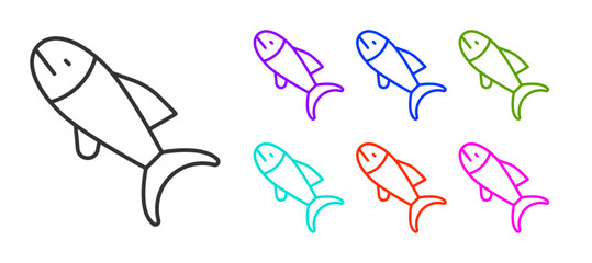 Black line Fish icon isolated on white background. Set icons colorful. Vector