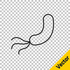 Black line Bacteria icon isolated on transparent background. Bacteria and germs, microorganism disease causing, cell cancer, microbe, virus, fungi. Vector