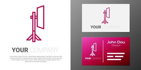 Logotype line Studio light bulb in softbox icon isolated on white background. Shadow reflection design. Logo design template element. Vector