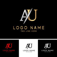 Letter AU logo design template elements