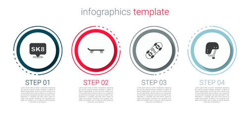 Set Skateboard, , Broken skateboard and helmet. Business infographic template. Vector