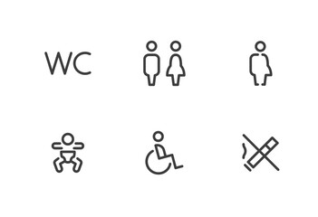 Wayfinding wc toilet icon set