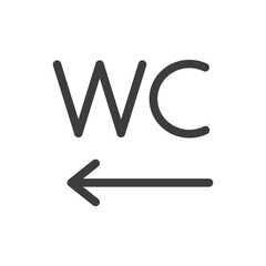 WC wayfinding toilet icon. Arrow left. Way finding sign
