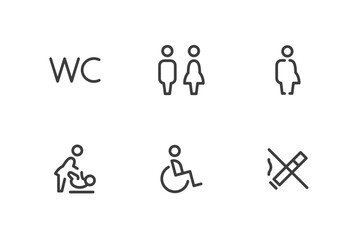 Wayfinding wc toilet icon set