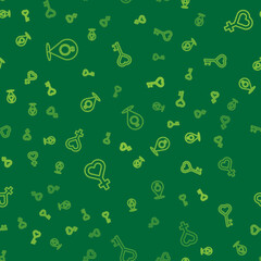 Set line Wedding rings, Female gender symbol and Key heart shape on seamless pattern. Vector