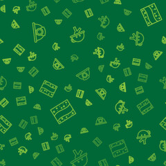 Set line Miner helmet, Gold mine and on seamless pattern. Vector