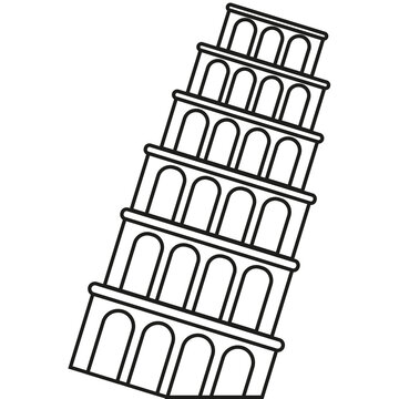 Pizza tower icon. Ancient roman people. Vector illustration. Stock Image.