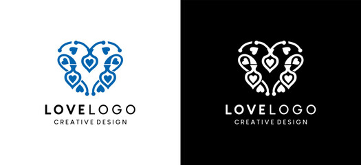 Creative abstract love logo design, vector illustration