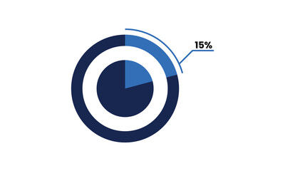 Pie Chart 15 vector, 15 percent pie chart infographic illustration