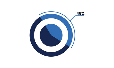 Pie Chart 45 vector, 45 percent pie chart infographic illustration