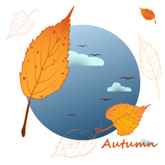 Autumn Vector Illustration with Yellow Leaves