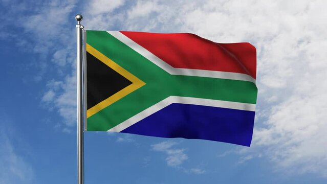 Flag of South Africa with Sky Background