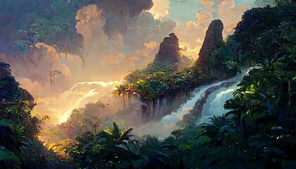 Magical steps to heaven, tropical jungle, magical atmosphere.