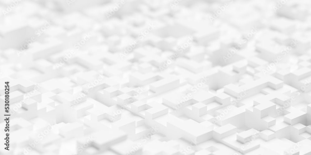 Poster random offset white square cube boxes block background wallpaper banner template with selective focu