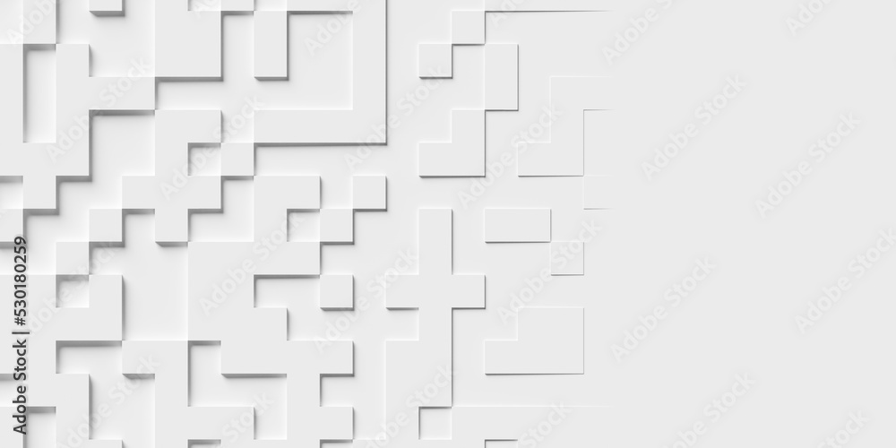 Poster offset small white square cube boxes block background wallpaper banner template with copy space