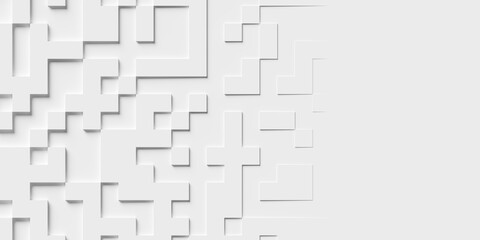 Offset small white square cube boxes block background wallpaper banner template with copy space