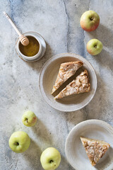 apple pie and apples top view