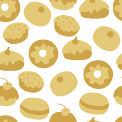 Hanukkah seamless pattern with donuts. Perfect for wrapping paper, greeting cards, wallpaper. Jewish holidays. Vector illustration