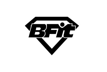 B fit logo with diamond shape template, B fit logo with white background