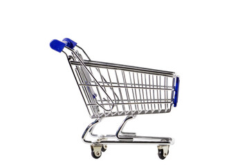 a empty shopping cart on white background