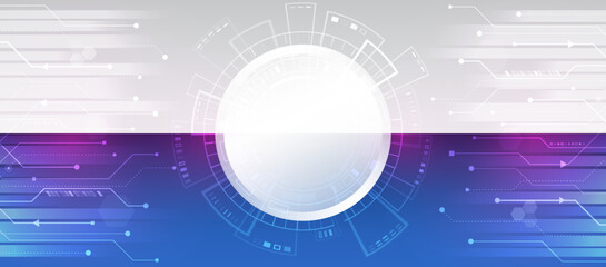 Abstract technology communication. Sci-fi, artificial intelligence, an engineering concept. Blue and grey high-tech background. Two-color modern design for banner and presentation.