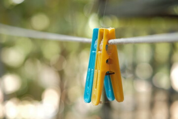 clothespins on a rope