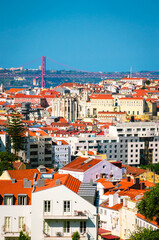 Fototapeta na wymiar Beautiful panoramic view of old Lisbon, Portugal