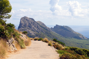 Amazing view over Cap de Formentor in the northeast of the balearic island of Majorca (Mallorca), Spain. Selective focus.