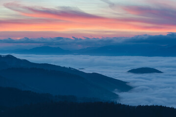 View of Mala and Velka Fatra mountain ranges in Turiec, Slovakia.