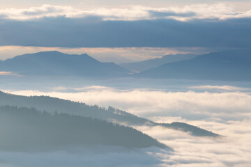 View of Mala and Velka Fatra mountain ranges in Turiec, Slovakia.