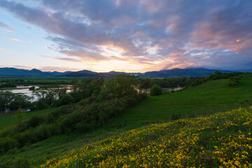 Floodplain of river Turiec at Laskar village, Slovakia.