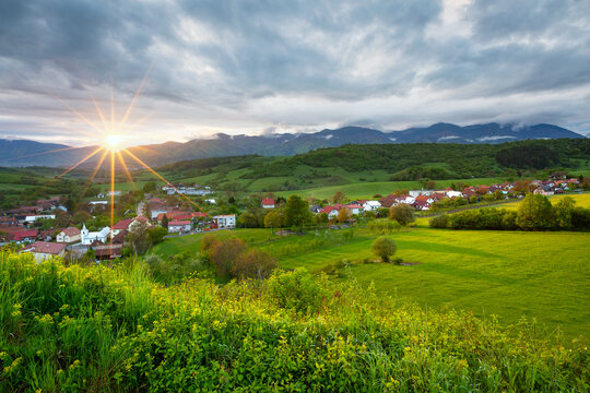 Podhradie village and Mala Fatra mountain range, Slovakia.