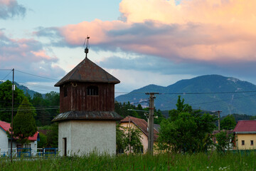 Historical bell tower in Danova village, Slovakia.